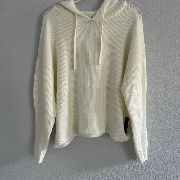 Lucky Brand Sweaters - Lucky Brand Oversized Ribbed Knit Hoodie Size:XL, Color:Marshmallow
